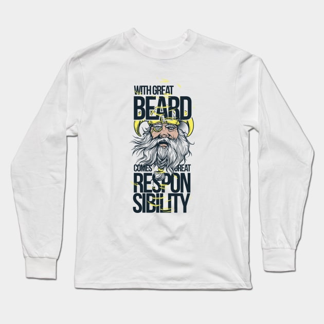 Viking with gread beard gifts for bearded men Long Sleeve T-Shirt by Foxxy Merch